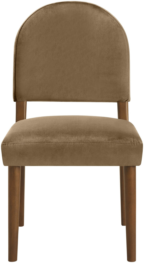 Meridian Furniture Varinelle Art Deco Arched Back Velvet Dining Chair with Solid Wood Frame Upholstered Seat Beige Style B 88033Beige-C