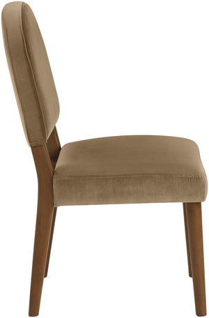 Meridian Furniture Varinelle Art Deco Arched Back Velvet Dining Chair with Solid Wood Frame Upholstered Seat Beige Style B 88033Beige-C