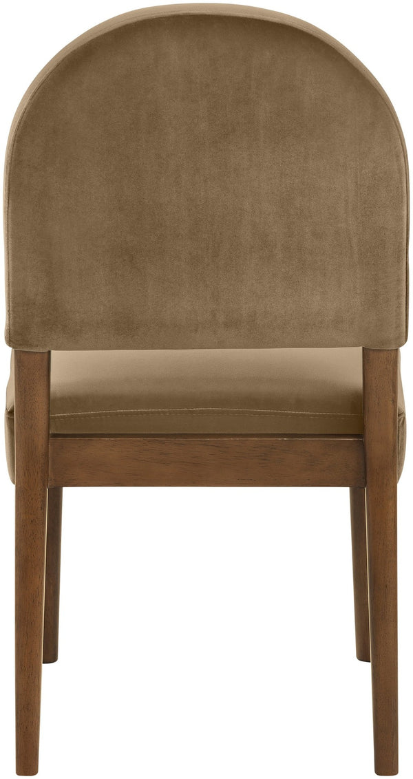 Meridian Furniture Varinelle Art Deco Arched Back Velvet Dining Chair with Solid Wood Frame Upholstered Seat Beige Style B 88033Beige-C