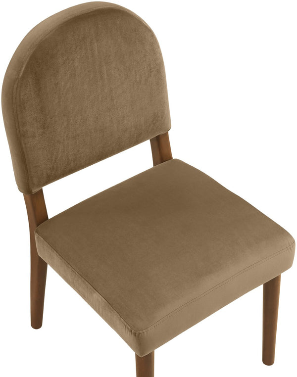 Meridian Furniture Varinelle Art Deco Arched Back Velvet Dining Chair with Solid Wood Frame Upholstered Seat Beige Style B 88033Beige-C