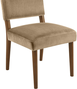 Meridian Furniture Varinelle Art Deco Arched Back Velvet Dining Chair with Solid Wood Frame Upholstered Seat Beige Style B 88033Beige-C