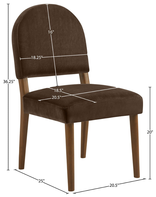 Meridian Furniture Varinelle Art Deco Arched Back Velvet Dining Chair with Solid Wood Frame Upholstered Seat Brown Style B 88033Brown-C