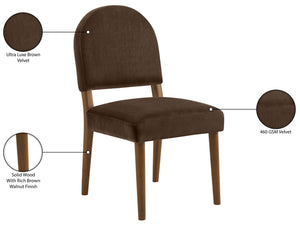 Meridian Furniture Varinelle Art Deco Arched Back Velvet Dining Chair with Solid Wood Frame Upholstered Seat Brown Style B 88033Brown-C