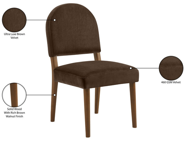 Meridian Furniture Varinelle Art Deco Arched Back Velvet Dining Chair with Solid Wood Frame Upholstered Seat Brown Style B 88033Brown-C