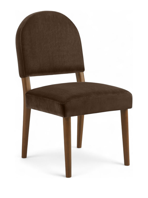 Meridian Furniture Varinelle Art Deco Arched Back Velvet Dining Chair with Solid Wood Frame Upholstered Seat Brown Style B 88033Brown-C