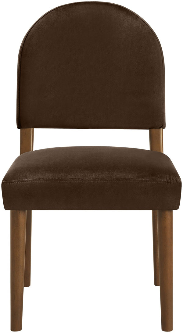 Meridian Furniture Varinelle Art Deco Arched Back Velvet Dining Chair with Solid Wood Frame Upholstered Seat Brown Style B 88033Brown-C