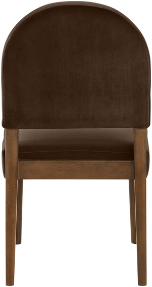 Meridian Furniture Varinelle Art Deco Arched Back Velvet Dining Chair with Solid Wood Frame Upholstered Seat Brown Style B 88033Brown-C