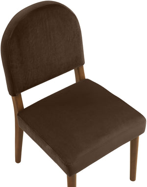 Meridian Furniture Varinelle Art Deco Arched Back Velvet Dining Chair with Solid Wood Frame Upholstered Seat Brown Style B 88033Brown-C