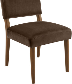Meridian Furniture Varinelle Art Deco Arched Back Velvet Dining Chair with Solid Wood Frame Upholstered Seat Brown Style B 88033Brown-C