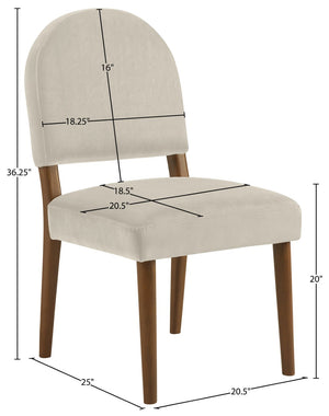 Meridian Furniture Varinelle Art Deco Arched Back Velvet Dining Chair with Solid Wood Frame Upholstered Seat Cream Style B 88033Cream-C