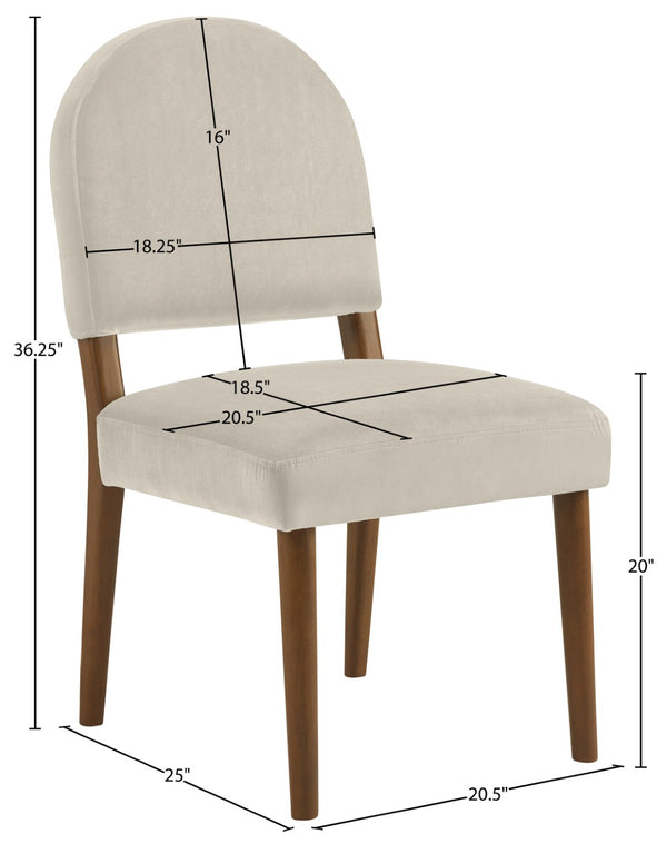 Meridian Furniture Varinelle Art Deco Arched Back Velvet Dining Chair with Solid Wood Frame Upholstered Seat Cream Style B 88033Cream-C