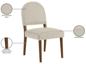 Meridian Furniture Varinelle Art Deco Arched Back Velvet Dining Chair with Solid Wood Frame Upholstered Seat Cream Style B 88033Cream-C