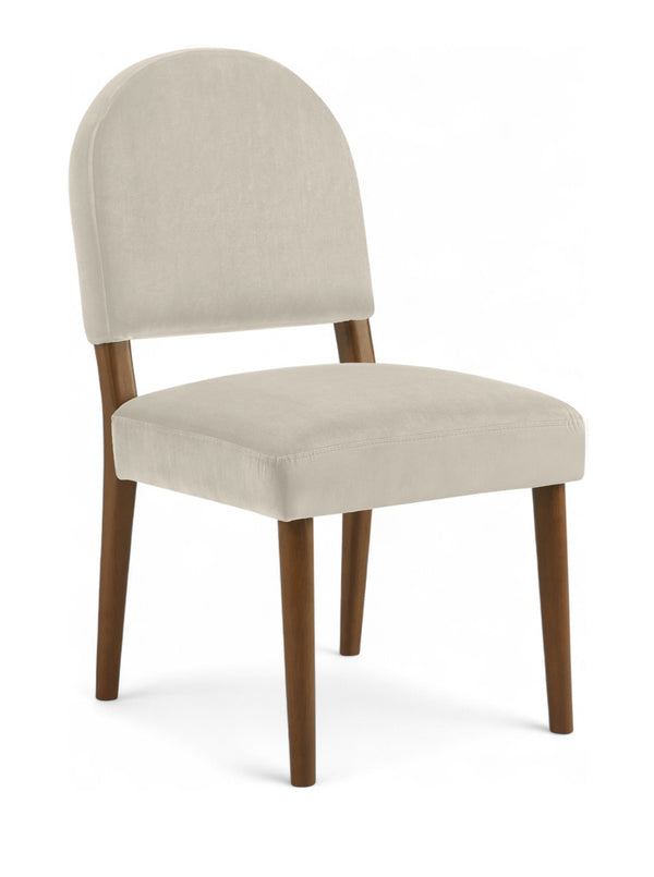 Meridian Furniture Varinelle Art Deco Arched Back Velvet Dining Chair with Solid Wood Frame Upholstered Seat Cream Style B 88033Cream-C