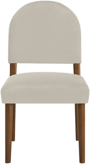 Meridian Furniture Varinelle Art Deco Arched Back Velvet Dining Chair with Solid Wood Frame Upholstered Seat Cream Style B 88033Cream-C