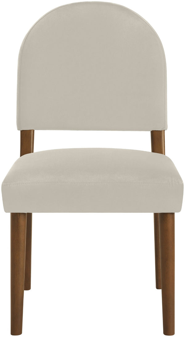 Meridian Furniture Varinelle Art Deco Arched Back Velvet Dining Chair with Solid Wood Frame Upholstered Seat Cream Style B 88033Cream-C