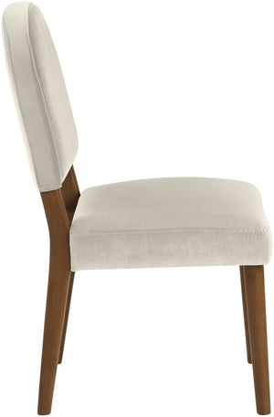 Meridian Furniture Varinelle Art Deco Arched Back Velvet Dining Chair with Solid Wood Frame Upholstered Seat Cream Style B 88033Cream-C