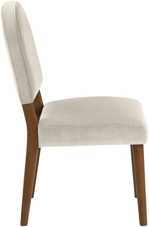 Meridian Furniture Varinelle Art Deco Arched Back Velvet Dining Chair with Solid Wood Frame Upholstered Seat Cream Style B 88033Cream-C
