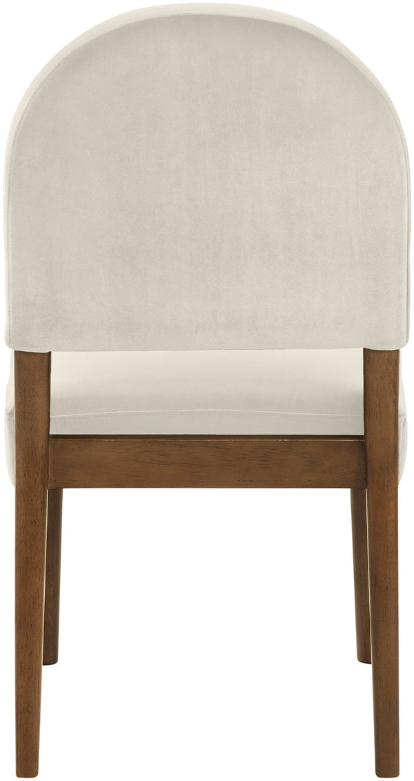 Meridian Furniture Varinelle Art Deco Arched Back Velvet Dining Chair with Solid Wood Frame Upholstered Seat Cream Style B 88033Cream-C