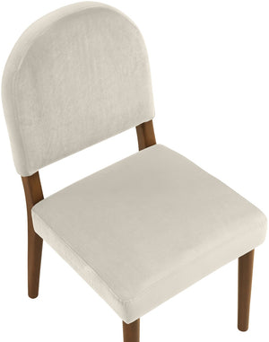Meridian Furniture Varinelle Art Deco Arched Back Velvet Dining Chair with Solid Wood Frame Upholstered Seat Cream Style B 88033Cream-C