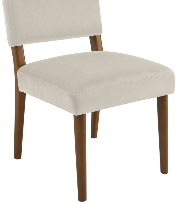 Meridian Furniture Varinelle Art Deco Arched Back Velvet Dining Chair with Solid Wood Frame Upholstered Seat Cream Style B 88033Cream-C