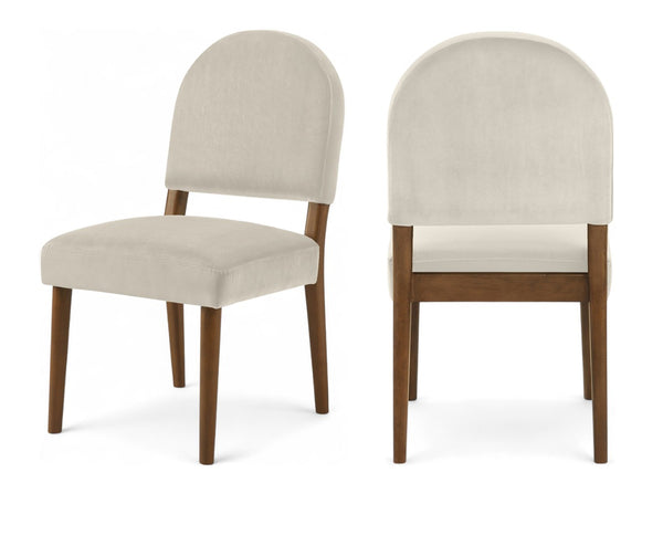 Meridian Furniture Varinelle Art Deco Arched Back Velvet Dining Chair with Solid Wood Frame Upholstered Seat Cream Style B 88033Cream-C