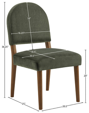 Meridian Furniture Varinelle Art Deco Arched Back Velvet Dining Chair with Solid Wood Frame Upholstered Seat Green Style B 88033Green-C