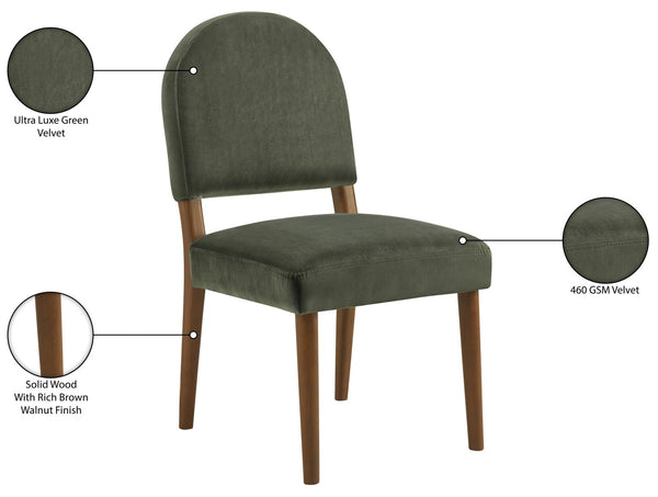 Meridian Furniture Varinelle Art Deco Arched Back Velvet Dining Chair with Solid Wood Frame Upholstered Seat Green Style B 88033Green-C