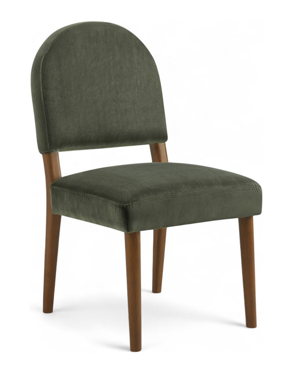 Meridian Furniture Varinelle Art Deco Arched Back Velvet Dining Chair with Solid Wood Frame Upholstered Seat Green Style B 88033Green-C