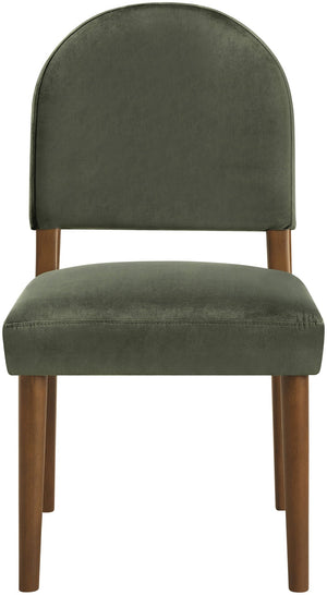 Meridian Furniture Varinelle Art Deco Arched Back Velvet Dining Chair with Solid Wood Frame Upholstered Seat Green Style B 88033Green-C