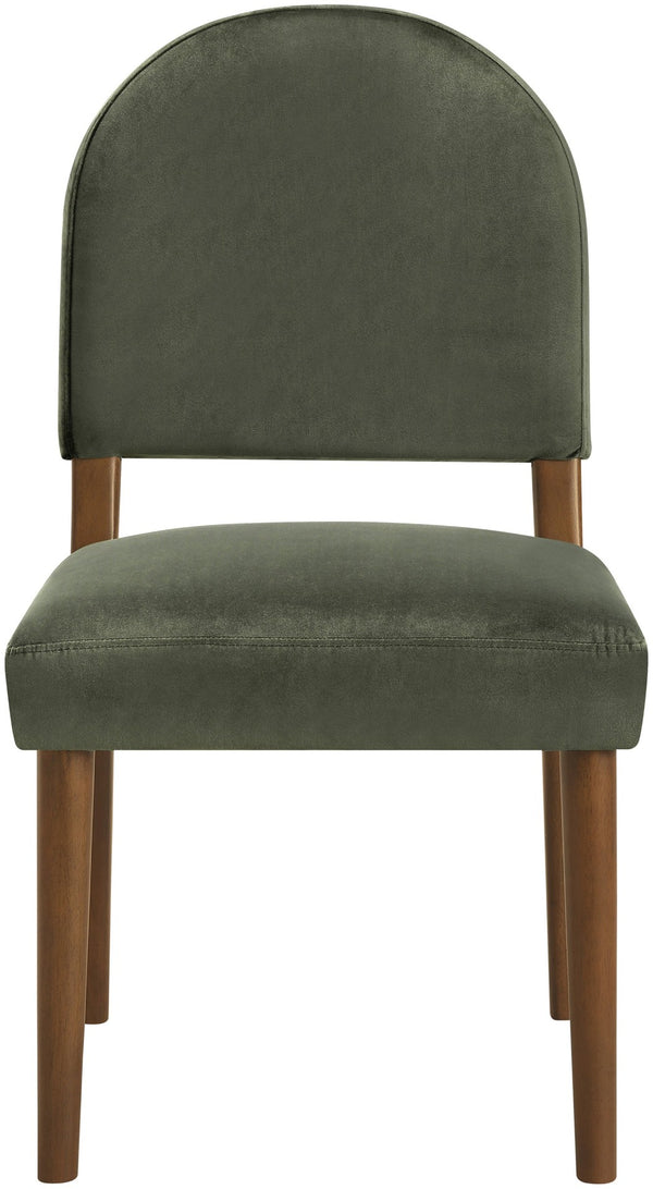Meridian Furniture Varinelle Art Deco Arched Back Velvet Dining Chair with Solid Wood Frame Upholstered Seat Green Style B 88033Green-C