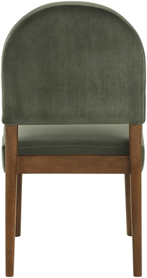 Meridian Furniture Varinelle Art Deco Arched Back Velvet Dining Chair with Solid Wood Frame Upholstered Seat Green Style B 88033Green-C