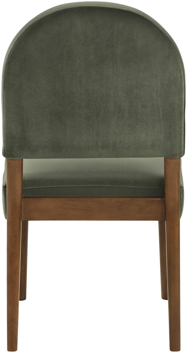 Meridian Furniture Varinelle Art Deco Arched Back Velvet Dining Chair with Solid Wood Frame Upholstered Seat Green Style B 88033Green-C