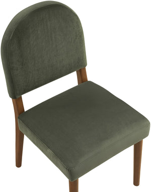 Meridian Furniture Varinelle Art Deco Arched Back Velvet Dining Chair with Solid Wood Frame Upholstered Seat Green Style B 88033Green-C