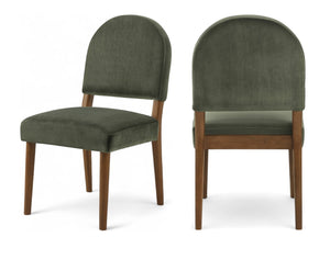 Meridian Furniture Varinelle Art Deco Arched Back Velvet Dining Chair with Solid Wood Frame Upholstered Seat Green Style B 88033Green-C