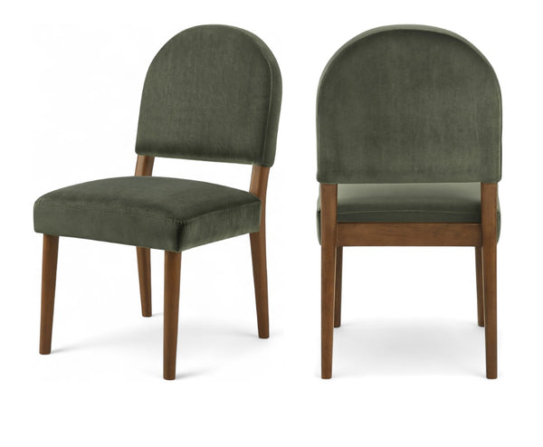Meridian Furniture Varinelle Art Deco Arched Back Velvet Dining Chair with Solid Wood Frame Upholstered Seat Green Style B 88033Green-C