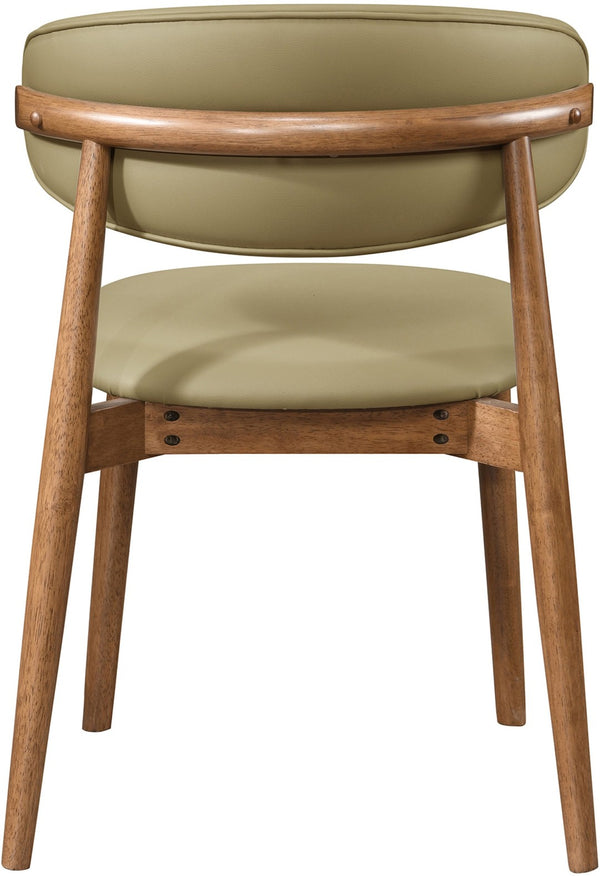 Meridian Furniture Leesa Mid-century Vegan Leather Dining Chair with Walnut Frame and Elegant Rounded Back Design Khaki 88034Khaki-C