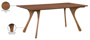 Meridian Furniture Glenwood Mid-century Walnut Veneer Dining Table with Sculpted Tapered Legs for Modern Rooms 71 inches 88035-DT70