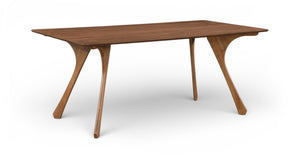 Meridian Furniture Glenwood Mid-century Walnut Veneer Dining Table with Sculpted Tapered Legs for Modern Rooms 71 inches 88035-DT70