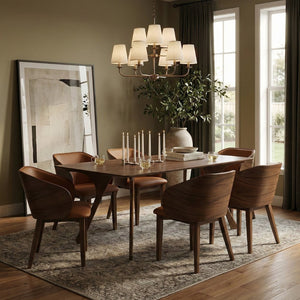 Meridian Furniture Glenwood Mid-century Walnut Veneer Dining Table with Sculpted Tapered Legs for Modern Rooms 71 inches 88035-DT70