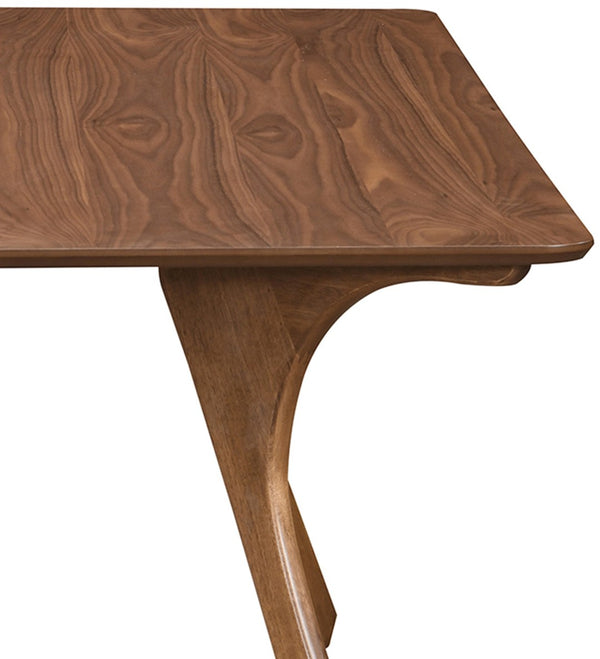 Meridian Furniture Glenwood Mid-century Walnut Veneer Dining Table with Sculpted Tapered Legs for Modern Rooms 71 inches 88035-DT70