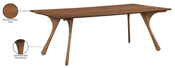 Meridian Furniture Glenwood Mid-century Walnut Veneer Dining Table with Sculpted Tapered Legs for Modern Rooms 86.75 inches 88035-DT86