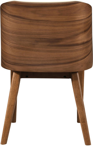 Meridian Furniture Glenwood Mid-century Vegan Leather Dining Chair with Walnut Veneer Back for Modern Rooms Cream 88035Cream-C