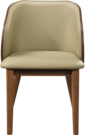 Meridian Furniture Glenwood Mid-century Vegan Leather Dining Chair with Walnut Veneer Back for Modern Rooms Khaki 88035Khaki-C