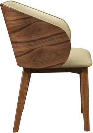 Meridian Furniture Glenwood Mid-century Vegan Leather Dining Chair with Walnut Veneer Back for Modern Rooms Khaki 88035Khaki-C