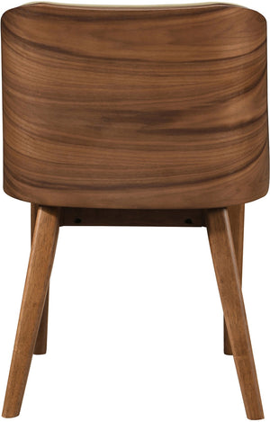 Meridian Furniture Glenwood Mid-century Vegan Leather Dining Chair with Walnut Veneer Back for Modern Rooms Khaki 88035Khaki-C