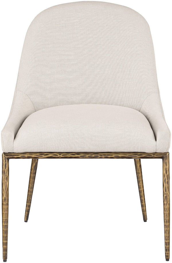 Meridian Furniture Ferro Curved Upholstered Dining Chair with Iron Legs and Stain Resistant Linen Performance Fabric Beige 88036 88036Beige-SC