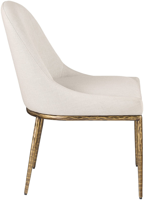 Meridian Furniture Ferro Curved Upholstered Dining Chair with Iron Legs and Stain Resistant Linen Performance Fabric Beige 88036 88036Beige-SC