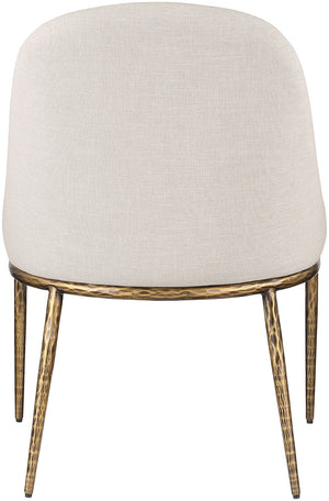 Meridian Furniture Ferro Curved Upholstered Dining Chair with Iron Legs and Stain Resistant Linen Performance Fabric Beige 88036 88036Beige-SC