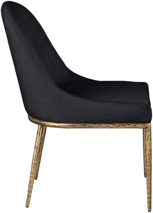 Meridian Furniture Ferro Curved Upholstered Dining Chair with Iron Legs and Stain Resistant Linen Performance Fabric Black 88036 88036Black-SC