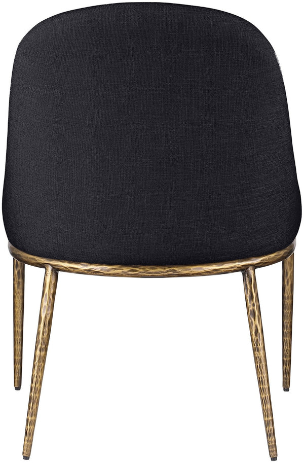 Meridian Furniture Ferro Curved Upholstered Dining Chair with Iron Legs and Stain Resistant Linen Performance Fabric Black 88036 88036Black-SC